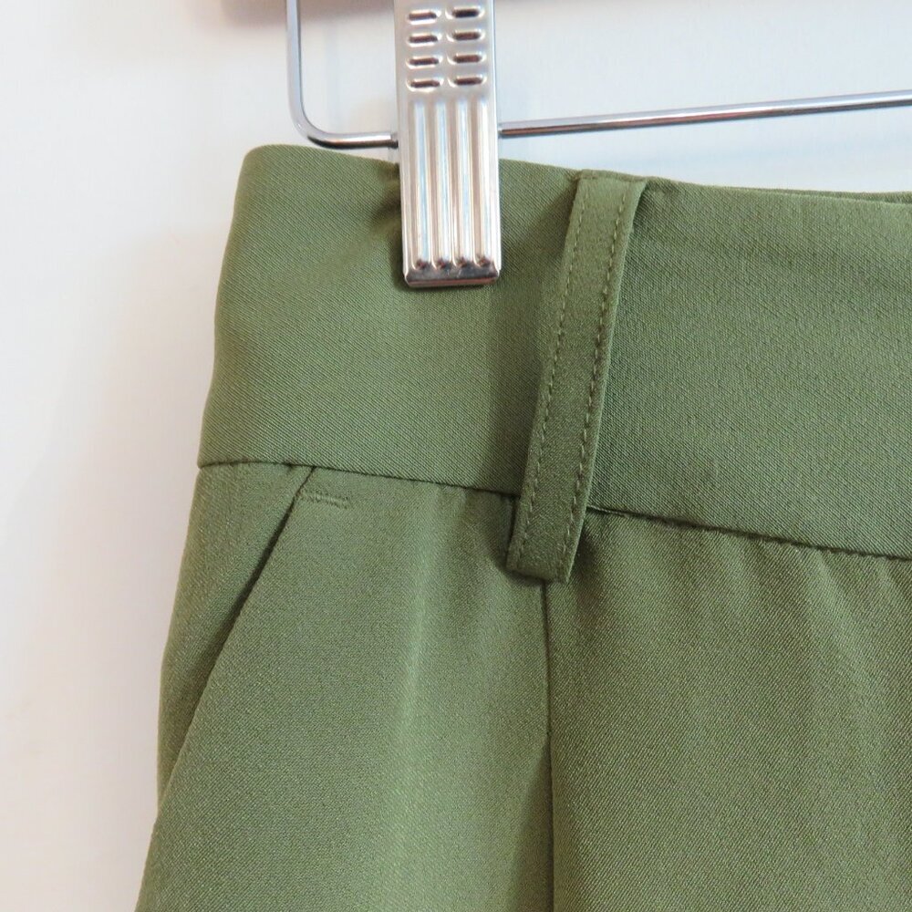 JASON WU High Rise Pleated Crepe Pants in Khaki Green Minimalist - Size US 2 - Picture 4 of 12